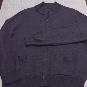 J. Crew Men's Merino Wool Charcoal Zip-Up Sweater New Without Tags.